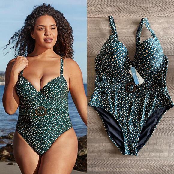Cupshe Other - NWT CUPSHE Leopard O-Ring Underwire One Piece Swimsuit Women’s Plus size 0X (14)